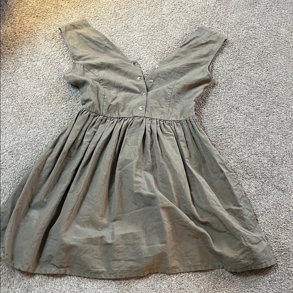 TOPSHOP Boutique Cotton Linen army green true jumper for layering FLOUNCE! sz6 - Picture 8 of 9